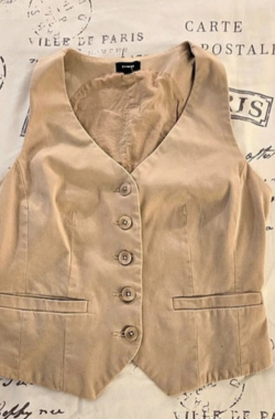 Express Button Front Utility Blouse in Brown Size Small